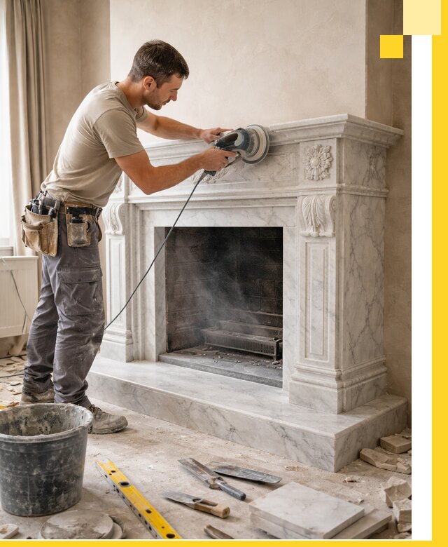 Изготовление и установка мраморных каминов в Соликамске под ключ