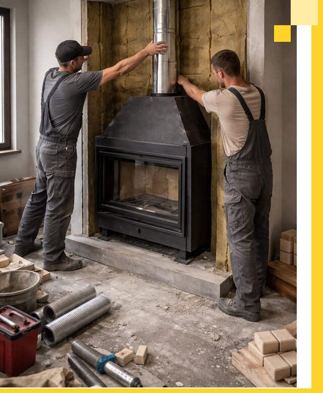 Изготовление и монтаж закрытых каминов в Соликамске под ключ