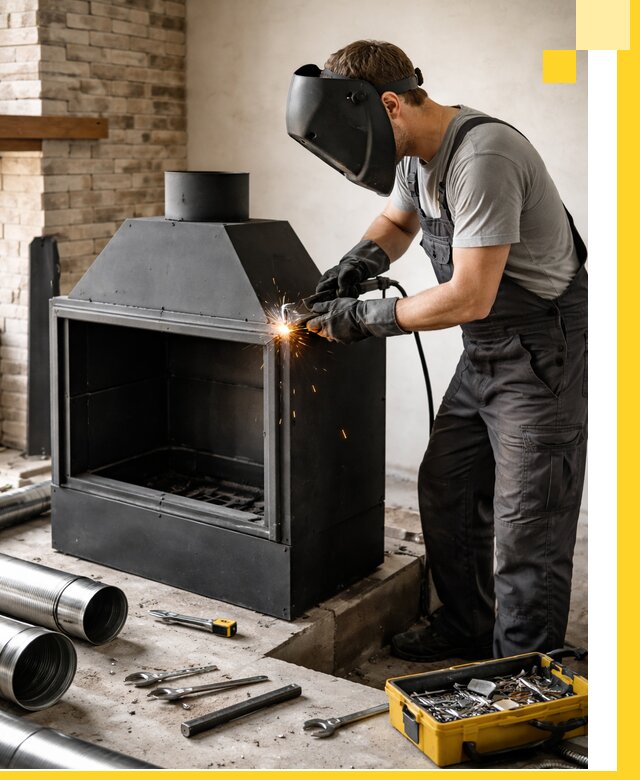 Продажа и установка металлических каминов в Соликамске под ключ