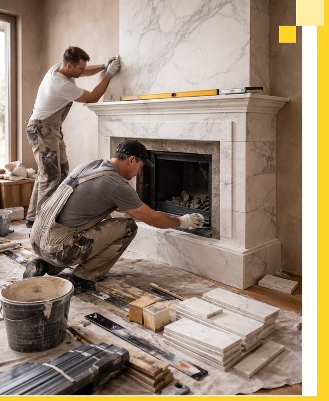 Отделка каминов в Соликамске качественные облицовочные работы