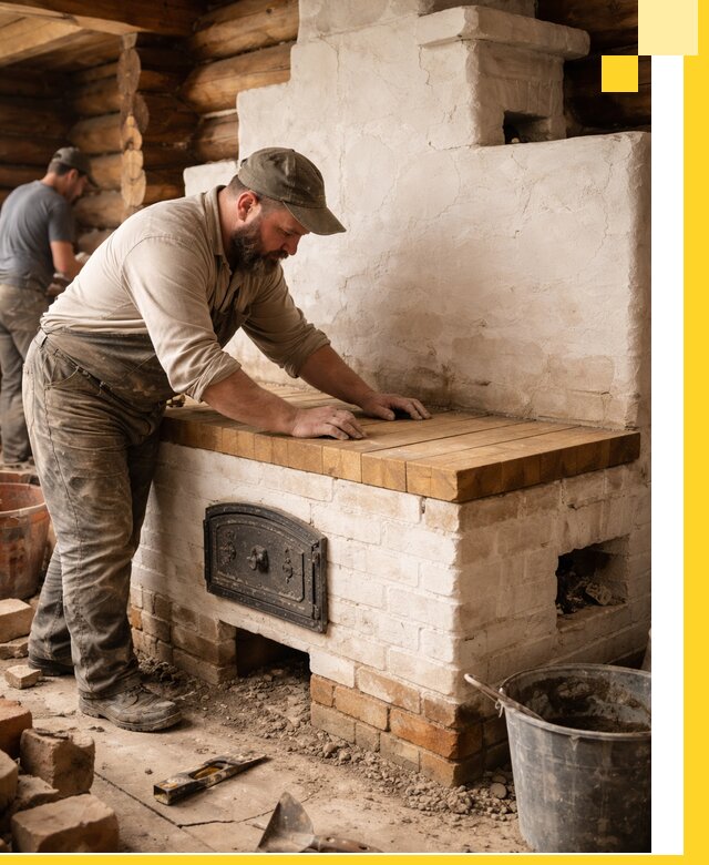 Проектирование и установка русской печи с лежанкой в Соликамске