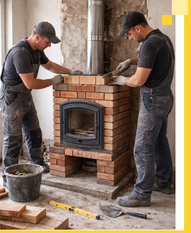 Монтаж печи камина под ключ в Соликамске с гарантией и пусконаладкой