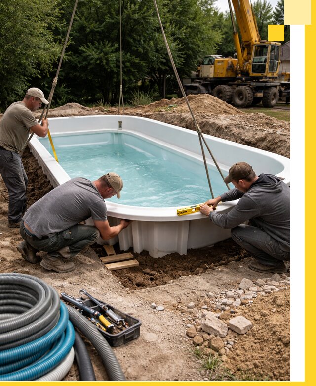 Установка и монтаж композитных бассейнов под ключ в Соликамске