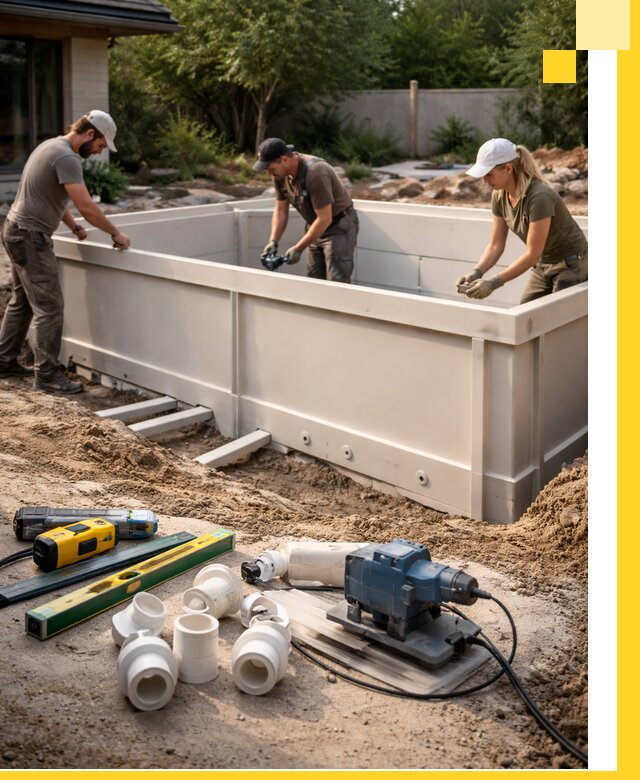 Установка полипропиленовых бассейнов под ключ в Соликамске