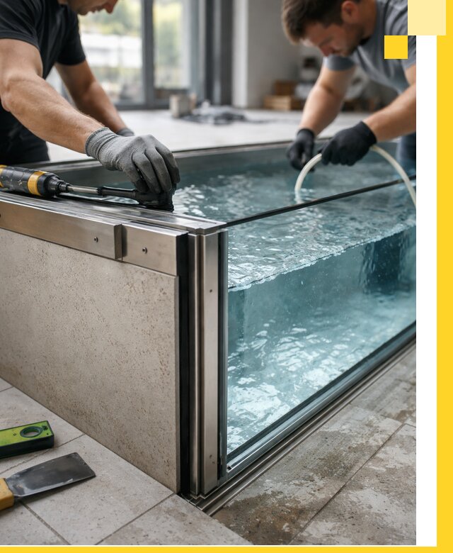 Проектирование и монтаж стеклянных бассейнов в Соликамске