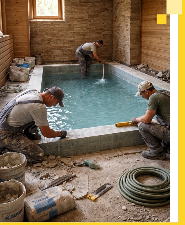 Проектирование и строительство бассейнов для бани в Соликамске