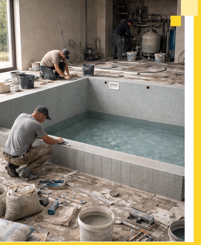 Строительство и монтаж бассейнов в помещении в Соликамске