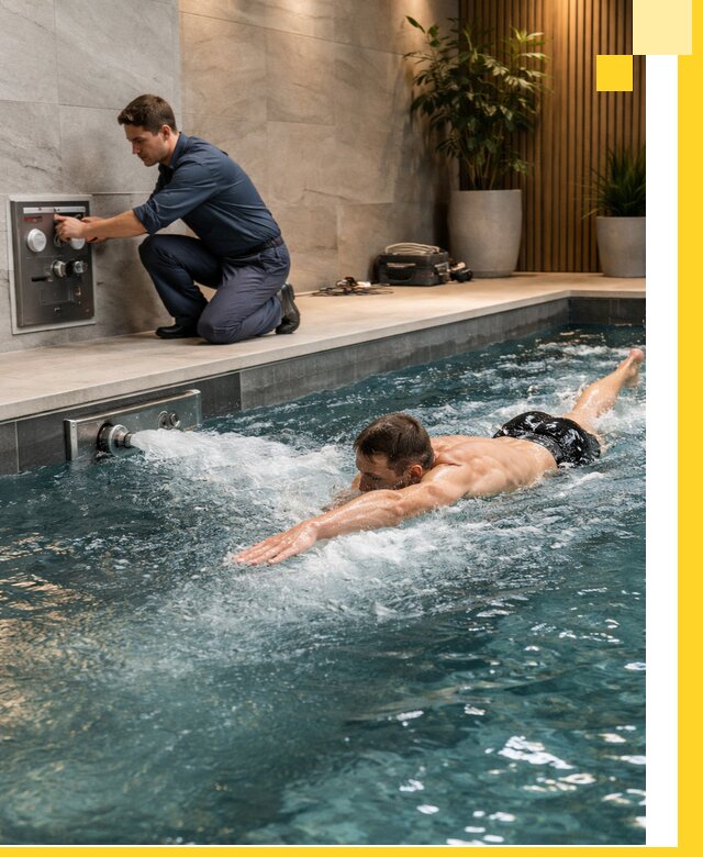 Проектирование и монтаж бассейнов с противотоком в Соликамске