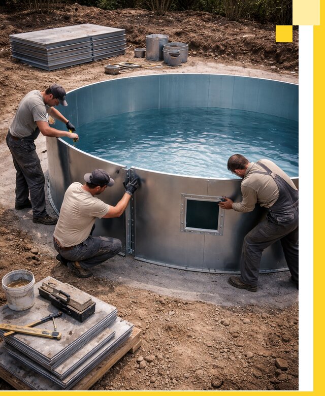 Круглые бассейны под ключ в Соликамске проектирование и монтаж