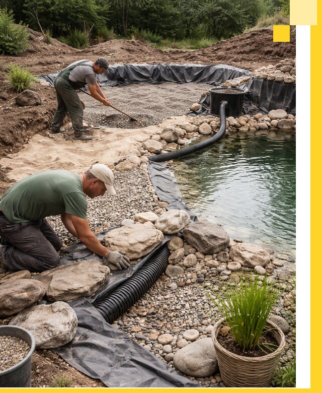 Строительство природных бассейнов и озер в Соликамске под ключ