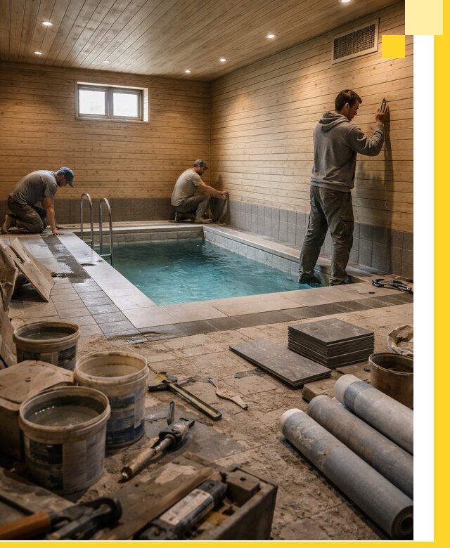 Строительство бани с бассейном и сауной под ключ в Соликамске