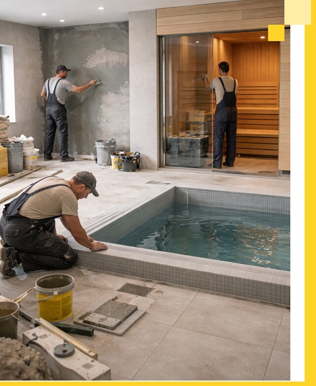 Проектирование и строительство сауны с бассейном в Соликамске