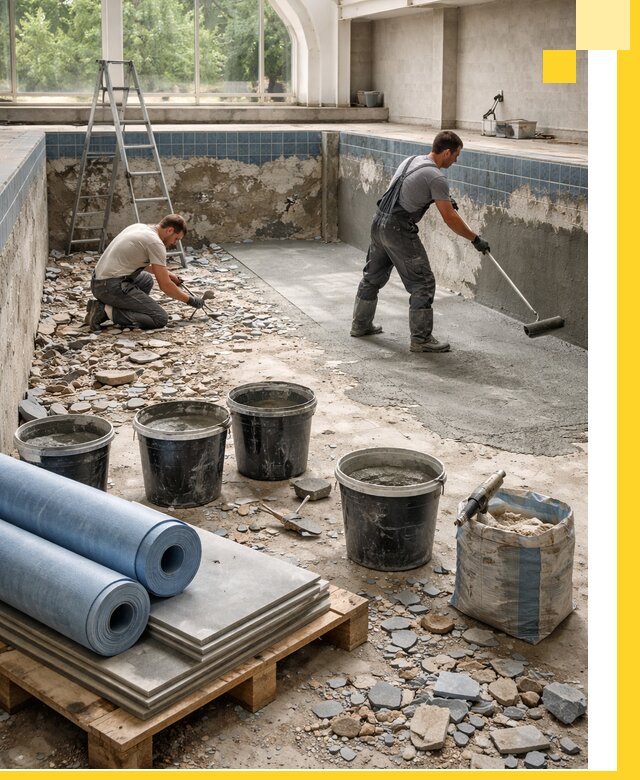 Реконструкция бассейнов в Соликамске: ремонт, гидроизоляция