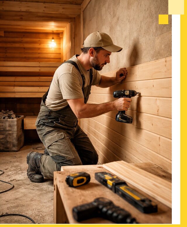 Профессиональная внутренняя отделка бани в Соликамске под ключ