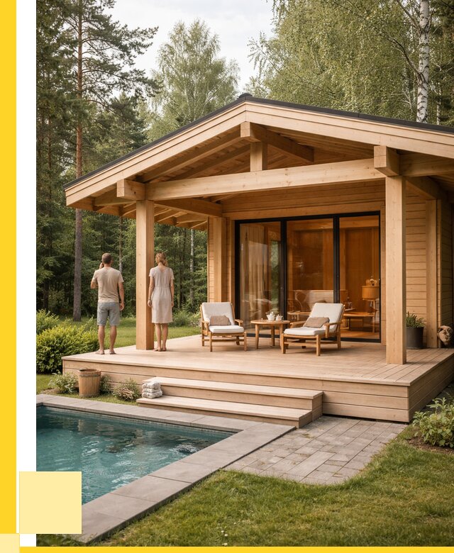 Бани с террасой под ключ в Соликамске от 618300 р. | ЭриданСлк