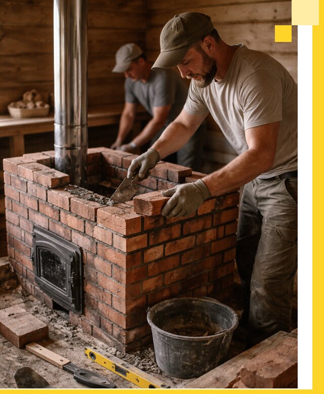 Кирпичные печи для бани под ключ в Соликамске, проект и монтаж