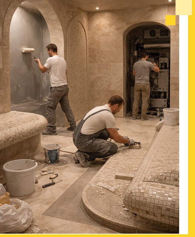 Строительство бани с хамамом и бассейном под ключ в Соликамске