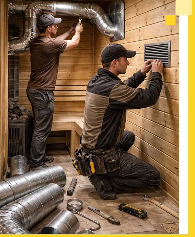 Проектирование и монтаж вентиляции бани в Соликамске под ключ