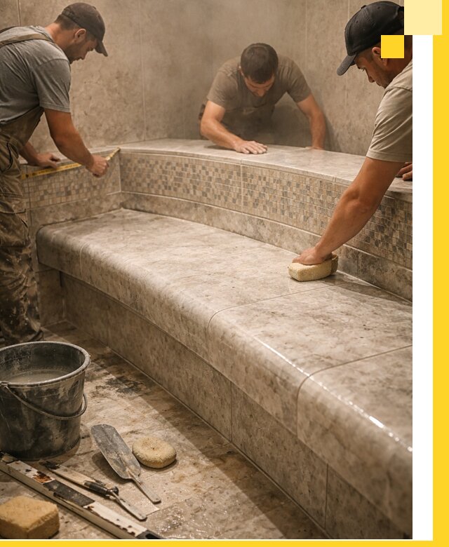 Изготовление и установка сидений для хамама в Соликамске