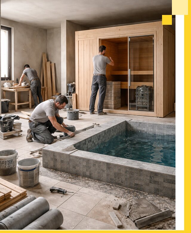 SPA зоны под ключ с бассейном сауной и печью в Соликамске